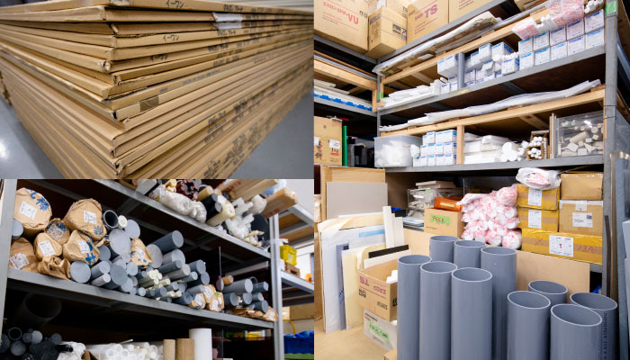 常時豊富な材料ストック保有によりお急ぎ納品にも対応可能